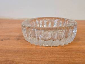 Vintage Crystal Art Glass Ashtray  Mid-Century Scandinavian style