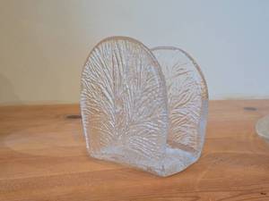 Vintage Crystal Glass Wall Candleholder  Sconce by Hadeland Glasswerk (Norway)  Textured Furu pattern