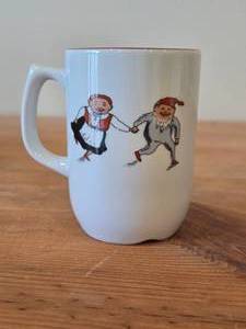 Christmas Nisse Red Gnome Elf theme Porcelain Coffee Cup by Porsgrund (Norway)