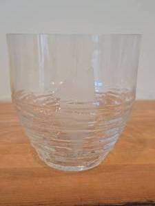 Vintage Swedish Etched Clear Art Glass Signed Bowl by Lars Sestervik for Steninge Slott  Frosted Sailboat Motif and Textured Waves pattern