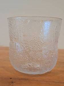 Vintage Fauna Series Clear Glass Bowl by Olivia Toikka for Nuutajarvi (Littala) (1970s) (Finland)