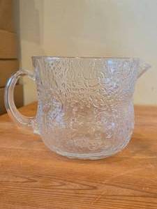 Vintage Fauna Series Clear Pressed Glass Pitcher by Olivia Toikka for Nuutajarvi (Littala) (1970s) (Finland)