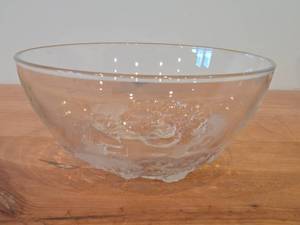 Vintage Art Glass Punch Bowl by Mikasa  Frosted Floral Design
