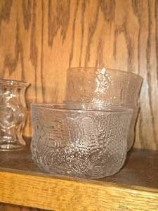 Lot of (3) Vintage Clear Glass Bowls - Fauna by Olivia Toikka for Nuutajarvi (Littala)