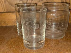 Lot of (3) Etched Crystal Drinking Glasses