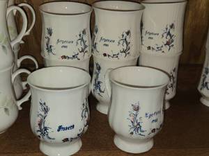 Lot of (8) Porcelain Collectible Mugs - Printed Froseth (x2), Egeland 1988 (x2), Jergensen 1988 (x4)