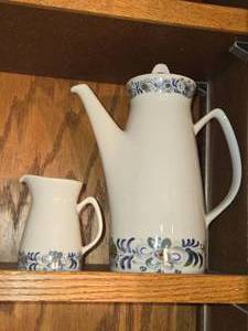 Vintage Porcelain Coffee Pot and Creamer by Porsgrund (Norway)