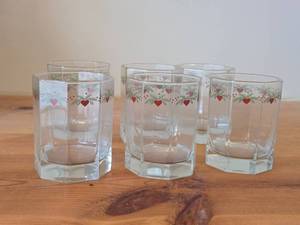 Lot of (6) Multi-Sided Glassware Tumblers - Heart & Pine by Porsgrund (Norway)