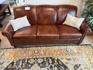 Smith Brothers of Berne Leather Sofa - 84 in W x 34 in H x 33 in D