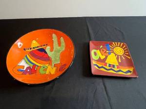 lot 21 image: Certified International Tara Reed Ole Dessert Plate 8.25 in & Caliente Plate (Lot of 2)