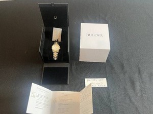lot 32 image: Bulova 98L135 Womens Dress Watch - Crystals, Two-Tone Yellow Gold & Silver - battery not inc - Retails for $180