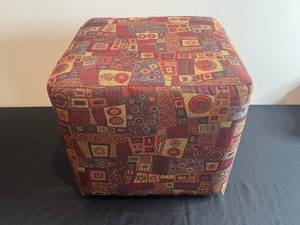 lot 49 image: Patterned Upholstered Cube Ottoman - 16 In Tall x 18 In Wide