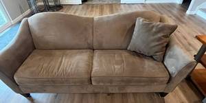 lot 68 image: BAUHAUS U.S.A. Inc Olive Green Upholstered Two-Seater Sofa