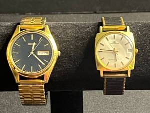lot 79 image: Movado Kingmatic Surf & Seiko Gold-Tone Day-Date Wristwatches - 1 GF w 28 Jewels