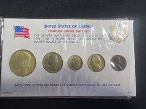 lot 95 image: Anco Denver Mint Set - Complete 5-Coin US Collection (Penny, Nickel, Dime, Quarter, Half)