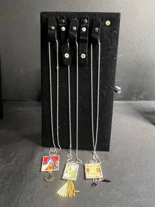 lot 116 image: Vintage Word-Art Pendant Necklaces (Lot of 3) Framed Print Charms & Tassels