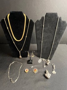 lot 123 image: 10-14K Gold-Filled Necklace, Earrings Stamped Mexico, Gold Tone Necklace, Pendants & Other Misc Pieces