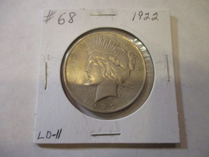 lot 8 image: 1922 PEACE SILVER DOLLAR COIN