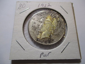 lot 14 image: 1922 PEACE SILVER DOLLAR COIN