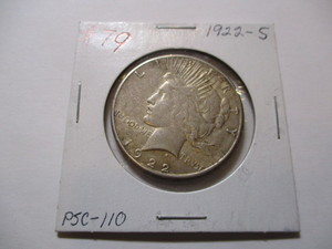 lot 15 image: 1922-S PEACE SILVER DOLLAR COIN