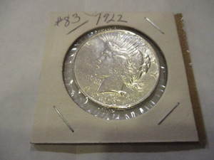 lot 26 image: 1922 PEACE SILVER DOLLAR COIN