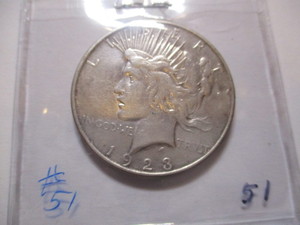 lot 54 image: 1923 PEACE SILVER DOLLAR COIN