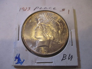 lot 78 image: 1923 PEACE SILVER DOLLAR COIN