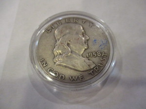 1958 FRANKLIN SILVER HALF DOLLAR