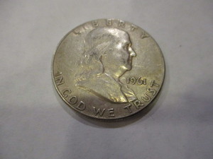 lot 95 image: 1961 FRANKLIN SILVER HALF DOLLAR