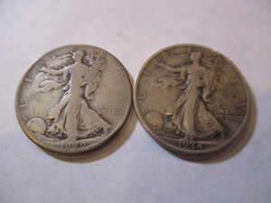 lot 111 image: 1929 & 1934 WALKING LIBERTY HALF DOLLARS
