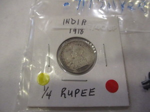 lot 114 image: 1918 INDIA 14 RUPEE