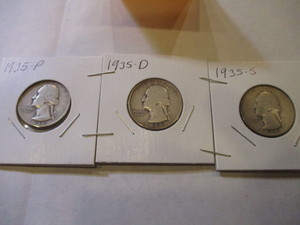 lot 125 image: 1935 D,P,S WASHINGTON QUARTERS