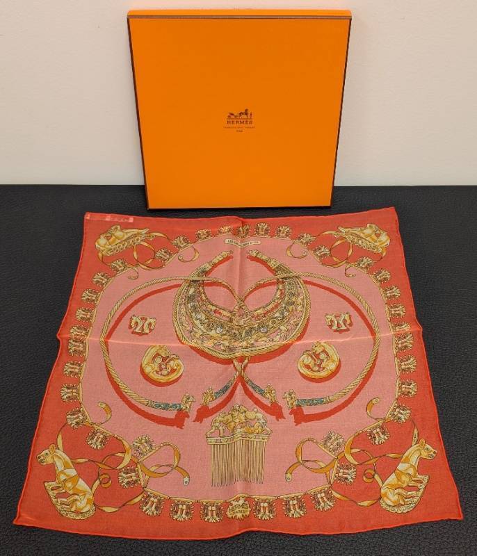 Herms Les Cavaliers dOr Silk Scarf