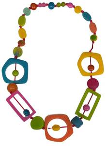 SC - Necklace - Multicolor Resin Geometric Beads