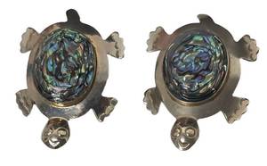 SC - Sterling Turtle Brooches with Abalone Inlay (Lot of 2)