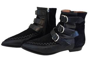 Isabel Marant Black Suede Rowi Leather and Suede Ankle Boots-Size 38