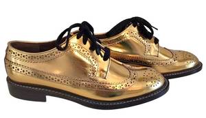 Marni Gold Leather Lace-Up Brogues
