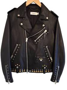 Coach Black Leather Western Rivets Moto Jacket