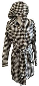 Columbia Womens Gingham Hooded Coat - BlackWhite Check, Size L