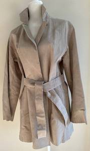 Isda & Co Beige Suede Belted Coat - Size M, Side Pockets