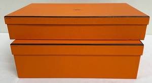 Herms Paris Boxes - Orange Storage Boxes (Lot of 2) - For Decor or Repurposing.