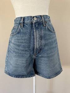 AGOLDE Stella Denim Shorts - High Rise, 26 Waist, 100% Organic Cotton, Made in Turkey