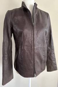 EILEEN FISHER Lamb Leather Jacket - Brown - XS