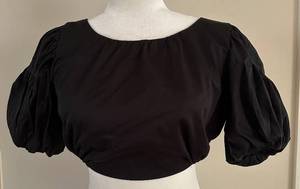 for Love & Lemons Black Puff Sleeve Crop Top - Size S