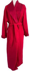 Comfy WinterSilks Red Bathrobe - Size L - Polyester Shell, Silk Lining & Trim