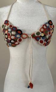 DOEN Circle Crochet Halter Bikini Top - Handmade in Peru, Size M