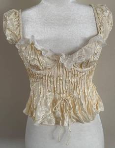 for Love & Lemons Satin Lace Corset Top - Ivory - Size S