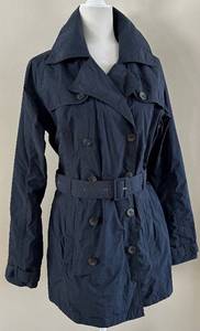 The North Face Womens Navy Belted Trench Coat-Style Jacket - Large