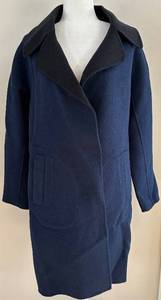Rag & Bone Coat - Navy Blue Wool with Black Shawl Collar