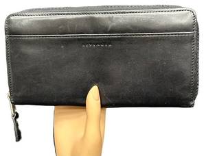 Levenger Accordion Wallet - Black Leather, Red Interior, 12 Card Slots, Zipper Coin Pocket